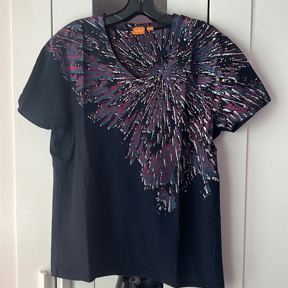 HUGO BOSS ORANGE BLUE T-SHIRT SIZE MEDIUM EXCELLENT CONDITION